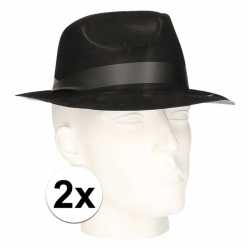 2x polyester zwart gleufhoedjes feest volwassenen