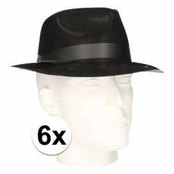 6x polyester zwart gleufhoedjes feest volwassenen