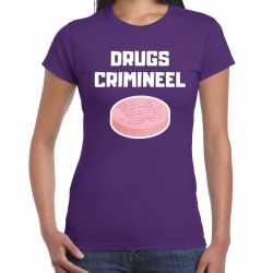 Drugs crimineel verkleed t shirt paars feest dames