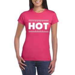 Hot t shirt fuscia roze dames