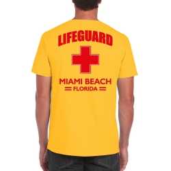Lifeguard/ strandwacht verkleed t shirt / shirt lifeguard miami beach florida geel feest heren