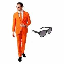 Oranje heren kleding maat 50 (l) gratis zonnebril