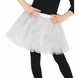 Petticoat/tutu verkleed rokje wit glitters 31 centimeter feest meisje