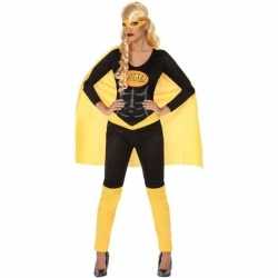 Superheld verkleed pak/kleding zwart/geel feest dames