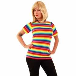 T shirt regenboog strepen feest dames
