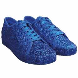 Toppers blauwe glitter disco sneakers/schoenen feest dames