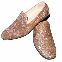Toppers gouden glitter pailletten disco instap schoenen feest heren