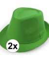2x goedkope groene verkleed hoedjes feest volwassenen