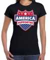 Amerika america schild supporter t-shirt zwart feest dames
