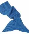 Blauwe gebreide zeemeermin deken feest meisjes 140 centimeter