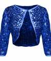 Blauwe glitter pailletten disco bolero jasje dames