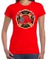 Brandweer logo verkleed t-shirt kleding rood feest dames