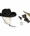 Cowboy accessoire set zwart feest volwassenen