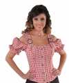 Cowgirl overhemd feest dames rood off shoulder