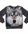 Donkergrijze sweater wolf feest kinderen