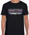 Eighties party feest t-shirt zwart feest heren