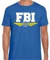 Fbi agent tekst t-shirt blauw feest heren