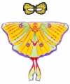 Gele komeetstaart vlinder verkleedset feest meisjes