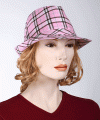 Geruite hoed roze