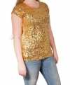 Gouden glitter pailletten disco shirt dames l xl