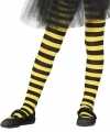 Heksen verkleedaccessoires panty maillot zwart geel feest meisjes
