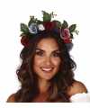 Hippie flower power gekleurde verkleed bloemen diadeem tiara 10162908