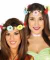 Hippie flower power verkleed bloemen hoofd krans feest dames