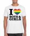 I love boys girls regenboog t-shirt wit heren
