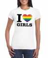 I love girls regenboog t-shirt wit dames