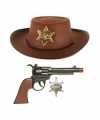Kinder cowboy verkleed set hoed 2x pistolen 10244982