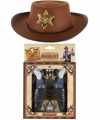 Kinder cowboy verkleed set hoed 2x pistolen