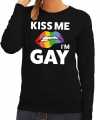 Kiss me i am gay sweater zwart dames