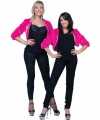 Kort roze pluche jasje feest dames 10080254