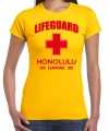 Lifeguard strandwacht verkleed t-shirt shirt lifeguard honolulu hawaii geel feest dames