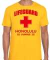 Lifeguard strandwacht verkleed t-shirt shirt lifeguard honolulu hawaii geel feest heren 10225825