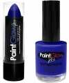 Neon blauwe uv lippenstift lipstick nagellak schmink set