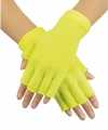 Neon gele handschoenen vingerloos gebreid feest volwassenen