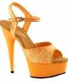 Oranje glitter sandalen enkelbandje