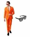 Oranje heren kleding maat 48 m gratis zonnebril