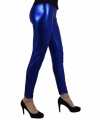Party legging metallic blauw