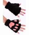 Pluche dierenpoot handschoenen zwart