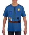 Politie uniform kleding t-shirt blauw feest kinderen