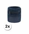 Polsbandje navy rits vakje 2 stuks