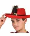 Rode musketier verkleed hoed feest kinderen