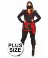 Rood zwart ninja kleding feest dames 10063866