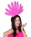 Roze haarband veren feest dames