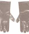 Zilveren gala handschoenen kort van satijn 20 centimeter